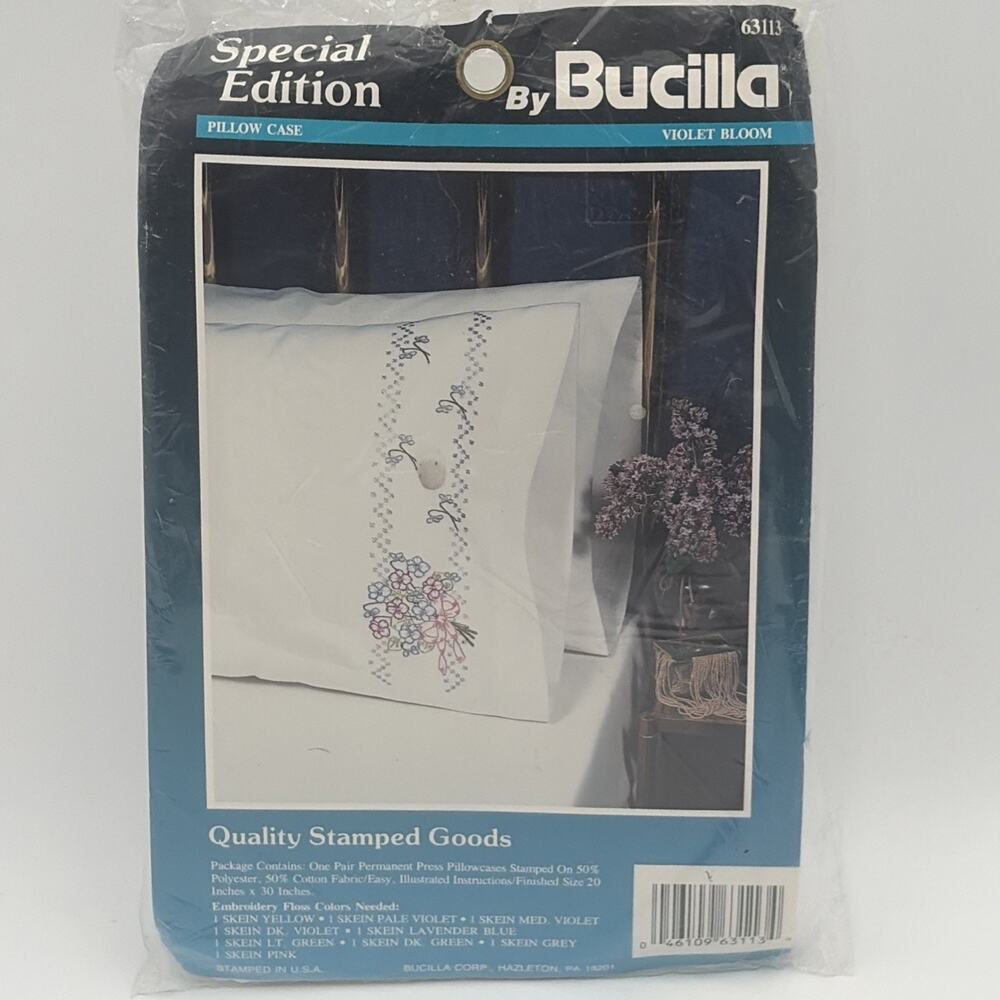 Special Edition by Bucilla Violet Bloom Stamped Pillowcase Set 63113